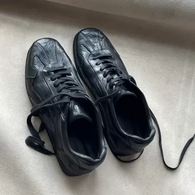 Women's Autumn Washed Handmade Leather German Trainer Shoes, Retro Lace-Up Flats · YANYAN China shoe factory