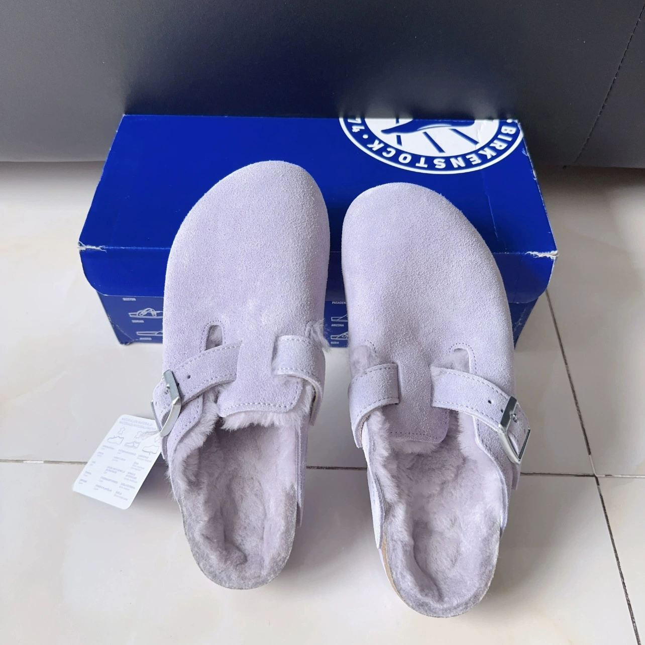 Women's New Genuine Leather Birkenstock Shoes 2025, Violet Velvet Cork Sole Flats
