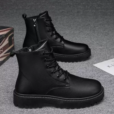 Chef Men's Winter Shoes Slip-Resistant Waterproof High-Top Leather Boots Kitchen Work