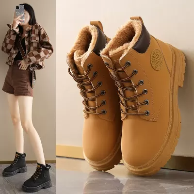 Winter Fleece-Lined High-Top Martin Boots for Women Korean Warm Thick Sole Snow Boots MDX01-1
