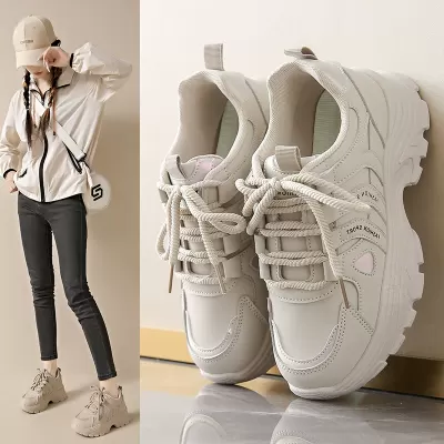 Korean Style Dad Sneakers for Women 2024 Fall Thick Sole Running Casual Shoes · YANYAN China shoe factory