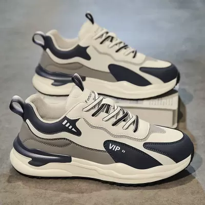 Men's Winter Genuine Leather Sneakers Casual Running Shoes Anti-Slip Heightening Dad Shoes · YANYAN China shoe factory