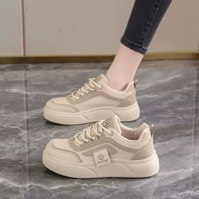 White Sneakers for Women 2025 Summer Breathable Korean Style Thick Sole Casual Board Shoes · YANYAN China shoe factory