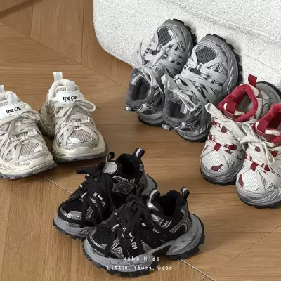 XSHX Kids Retro Dad Sneakers, Dirty Style, Unisex, Autumn Winter, Wenzhou Shoes