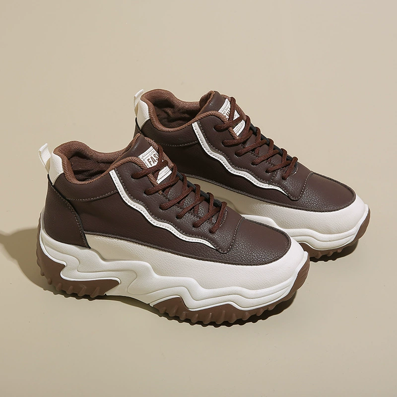 2024 Fall High-Top Shoes for Women Korean Style Thick Sole Casual Dad Sneakers