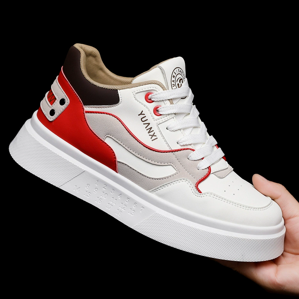 Men's Leather Breathable Board Shoes, Thick Sole Heightening Casual Sneakers Fall 2024