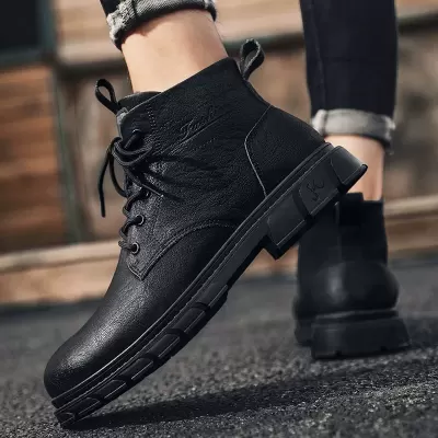 Men's Martin Boots 2026 Mid-Top Fashion British Style Work Leather Boots Winter