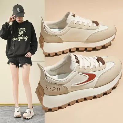 Korean Style Agassi Shoes for Women 2024 Fall Thick Sole Running Casual Dad Sneakers · YANYAN China shoe factory