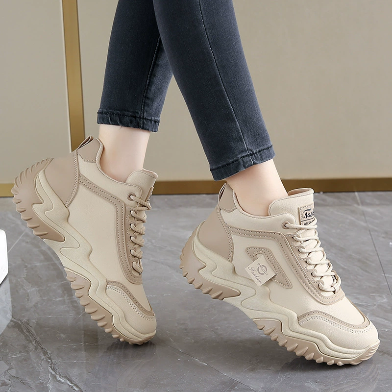 2024 Fall Dad Sneakers for Women Korean Style High-Top Thick Sole Casual Shoes 1303