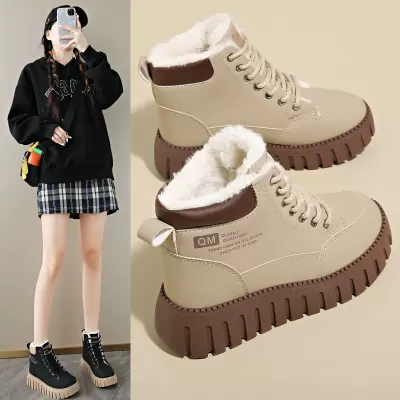 2024 Winter Martin Boots Korean Style High-Top Fleece-Lined for Women Thick Sole Casual Shoes K2509 · YANYAN China shoe factory