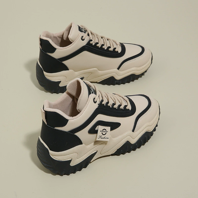 2024 Fall High-Top Shoes for Women Korean Style Thick Sole Casual Dad Sneakers