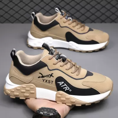 Men's Large Size Leather Casual Sneakers, Cushioned Dad Shoes for Fall/Winter · YANYAN China shoe factory