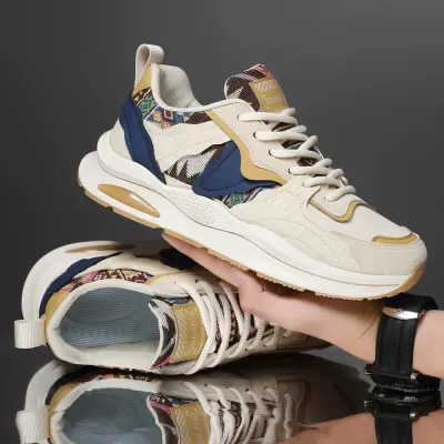 Men's Ethnic Embroidered Dad Shoes, Soft Sole Casual Sneakers Fall/Winter 2026
