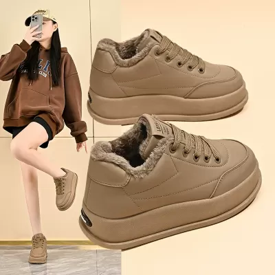 Women's Snow Boots Winter 2025, Short Ankle Warm Cotton Shoes with Fleece Lining MX7803 · YANYAN China shoe factory