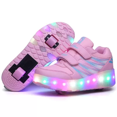 Factory Wholesale Kids Charging Light Up Shoes Roller Skates Boys Girls Wheel Sneakers · YANYAN China shoe factory
