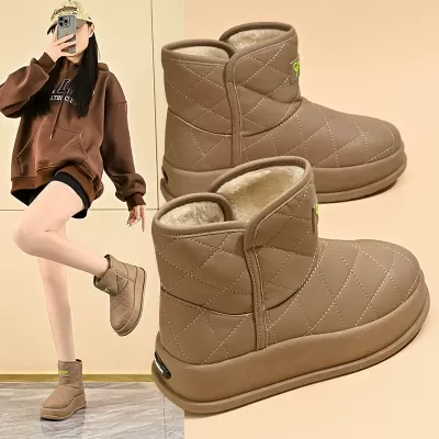 Women's Snow Boots Winter 2024, Short Ankle Warm Cotton Shoes with Fleece Lining MX7807 · YANYAN China shoe factory