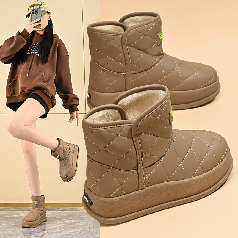 Women's Snow Boots Winter 2024, Short Ankle Warm Cotton Shoes with Fleece Lining MX7807