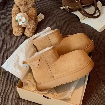 New Women's Winter Snow Boots Cute Round Toe Lined Warm Cotton Fur Snow Boots
