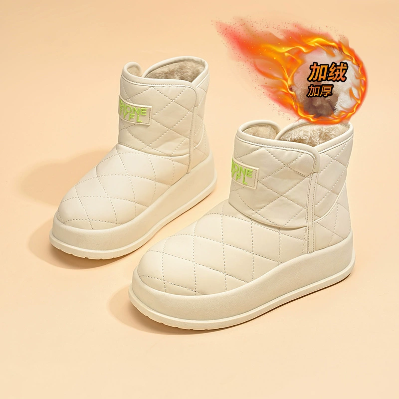 Damen Schneestiefel Winter 2025, kurze Knöchel warme Baumwollschuhe mit Fleece-Futter MX7807