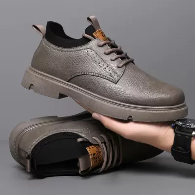 Men's Soft Leather Business Casual Shoes, Winter Martin Boots for Work