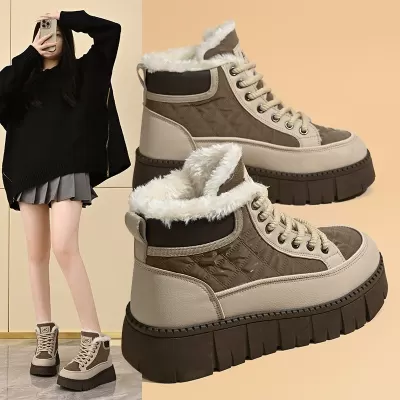 Women's Winter Fleece Lined Snow Boots, Korean Style Thick Sole High-Top Short Boots SH328 · YANYAN China shoe factory