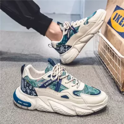 Spring Autumn Men's New Breathable Shoes Korean Fashion Casual White Thick Sole Dad Sneakers · YANYAN China shoe factory
