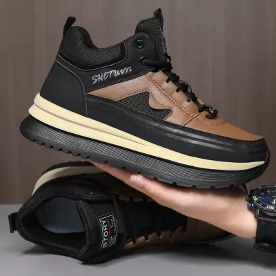 Men's High Top Winter Casual Sneakers, Fleece Lined Board Shoes Heightening 2026
