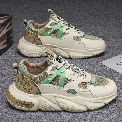 Spring Autumn Men's New Breathable Shoes Korean Fashion Casual White Thick Sole Dad Sneakers · YANYAN China shoe factory
