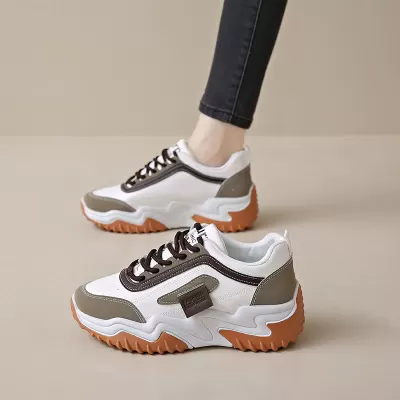 Women's Korean Style Dad Shoes Fall 2024, Breathable Thick Sole Casual Sneakers · YANYAN China shoe factory