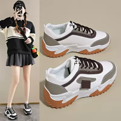 Women's Korean Style Dad Shoes Fall 2024, Breathable Thick Sole Casual Sneakers Y01 · YANYAN China shoe factory