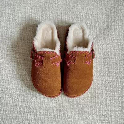 New Cotton Slippers Fleece Lined Wrap Birkenstock Women Fall Winter Casual Lazy Half Slippers
