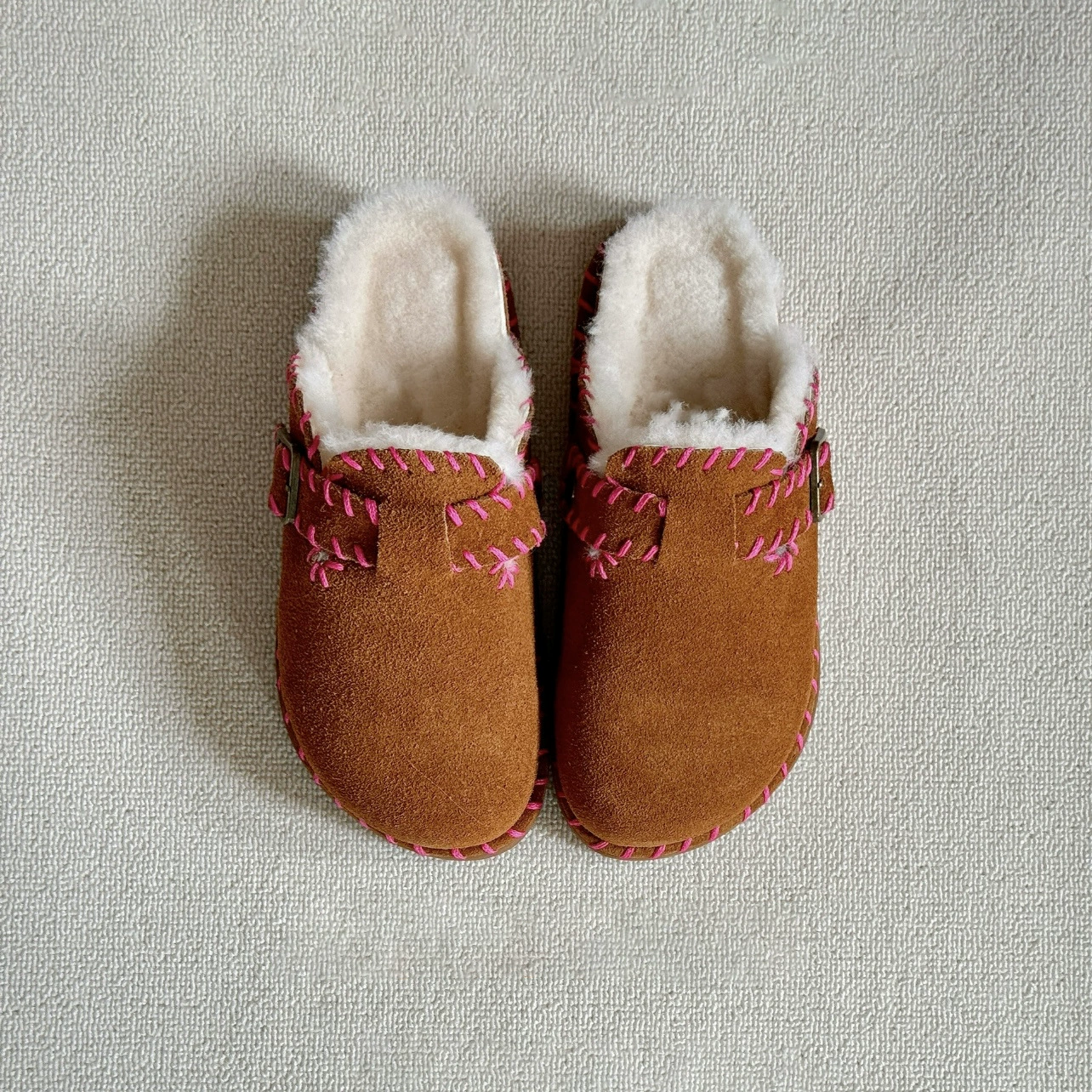 New Cotton Slippers Fleece Lined Wrap Birkenstock Women Fall Winter Casual Lazy Half Slippers
