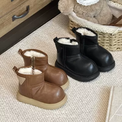 XSHX Kids Snow Boots, Unisex, Winter, Side Zipper, Thick Fleece, Warm, Wenzhou Shoes · YANYAN China shoe factory