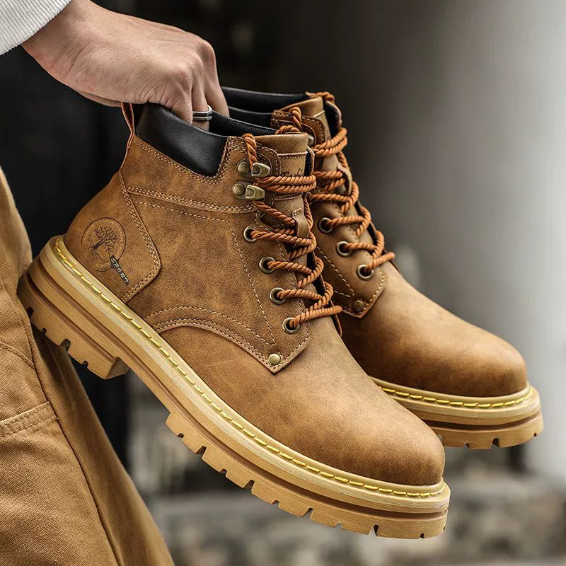 2026 Winter Neu High-Top Martin Stiefel Herren Mode Dicke Sohle Lässig Leder Arbeit Board Schuhe