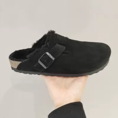 New Casual Fleece Lined Thick Warm Birkenstock Shoes Women Fall Winter Fluffy Lazy Outdoor Cotton Shoes