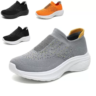 Plus Size Women Summer Breathable Knit Elastic Running Shoes Slip On Lightweight Sneakers · YANYAN China shoe factory