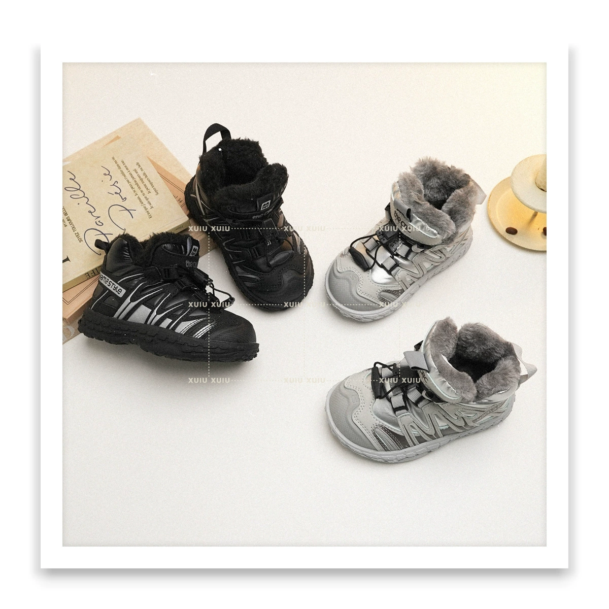 XSHX Kids Snow Boots, Unisex, Winter, Outdoor, Waterproof, Anti-Slip, Wenzhou Shoes