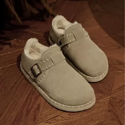 Top Suede Fleece Lined Thick Birkenstock Shoes Women Winter New Full Wrap Thick Sole Cotton Shoes