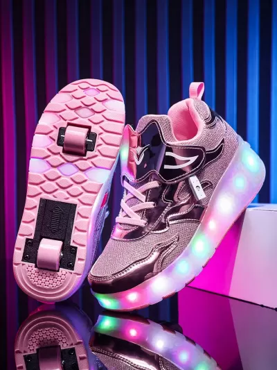 Factory Direct Kids Roller Skates Button Sports Shoes USB Charging Light Up Boys Sneakers · YANYAN China shoe factory
