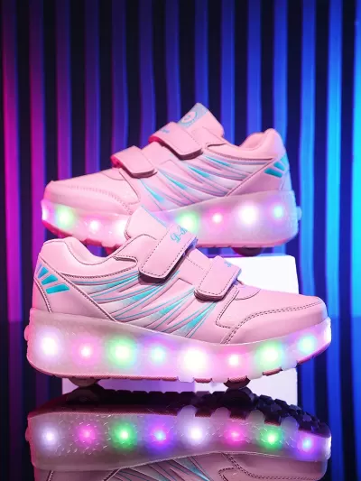 New Kids Light Up Shoes Roller Skates USB Charging Glow Sneakers Hidden Wheels Girls · YANYAN China shoe factory