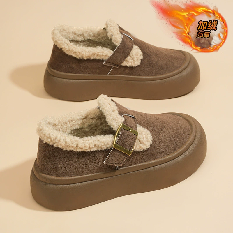Bottes de neige à semelle épaisse doublure polaire femme hiver, style mocassin 2024