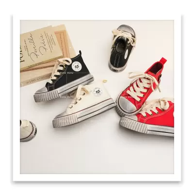 XSHX Kids High Top Canvas Shoes, Unisex, Spring, Side Zipper, Dirty Style, Wenzhou Shoes