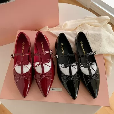 Pointed Toe Double Bow Flat Mary Jane Shoes for Women Party · YANYAN China shoe factory