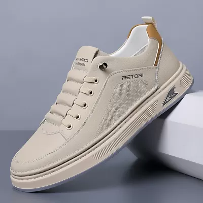 Spring 2026 New Men's Leather Board Shoes Breathable Casual Sports Shoes Korean Trendy White · YANYAN China shoe factory