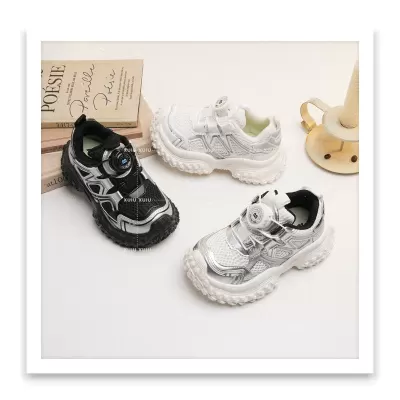 XSHX Paris Tire Retro Kids Sports Shoes with Twist Lock for Boys Girls Spring