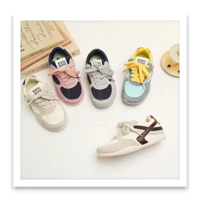 XSHX Mius Retro High-End Kids Canvas Shoes Waterproof Fabric for Spring Autumn