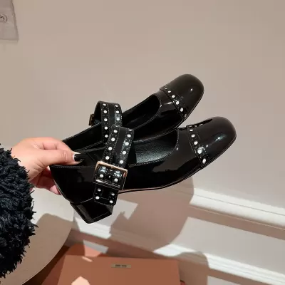 New Spring French Mary Jane Square Toe Buckle Chunky Heel Patent Leather · YANYAN China shoe factory