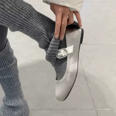 French Satin Shallow Mary Janes Women 2025 Early Spring New Korean Ballet Flat Fairy Single Shoes · YANYAN China shoe factory
