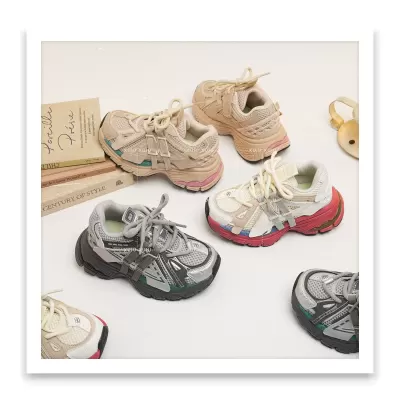 XSHX 7 Series American Retro Kids Chunky Sneakers Mesh for Spring Autumn