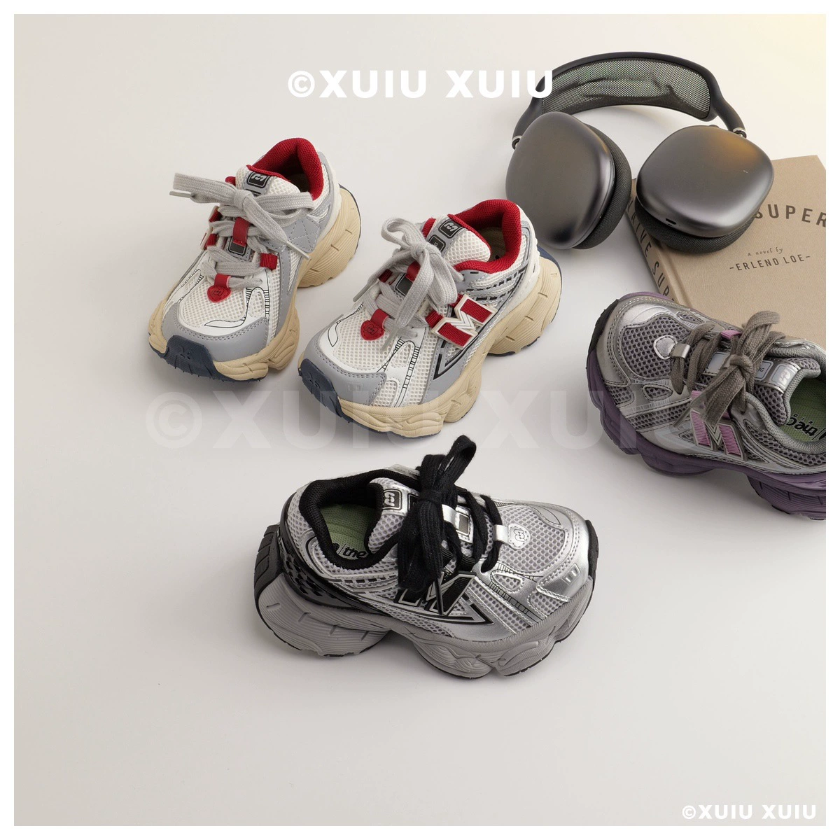 XSHX American Staple Retro Kids Chunky Sneakers Mesh for Boys Girls Spring Autumn